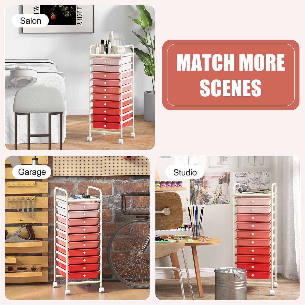 10 Drawer Rolling Storage Cart C2537