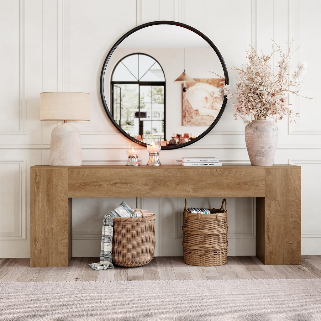 86-Inch Natural Oak Brown Console Table W4265