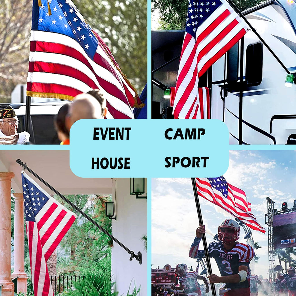 5FT Tangle Free Spinning Metal Flag Pole Kit with 3x5 Flag J7309