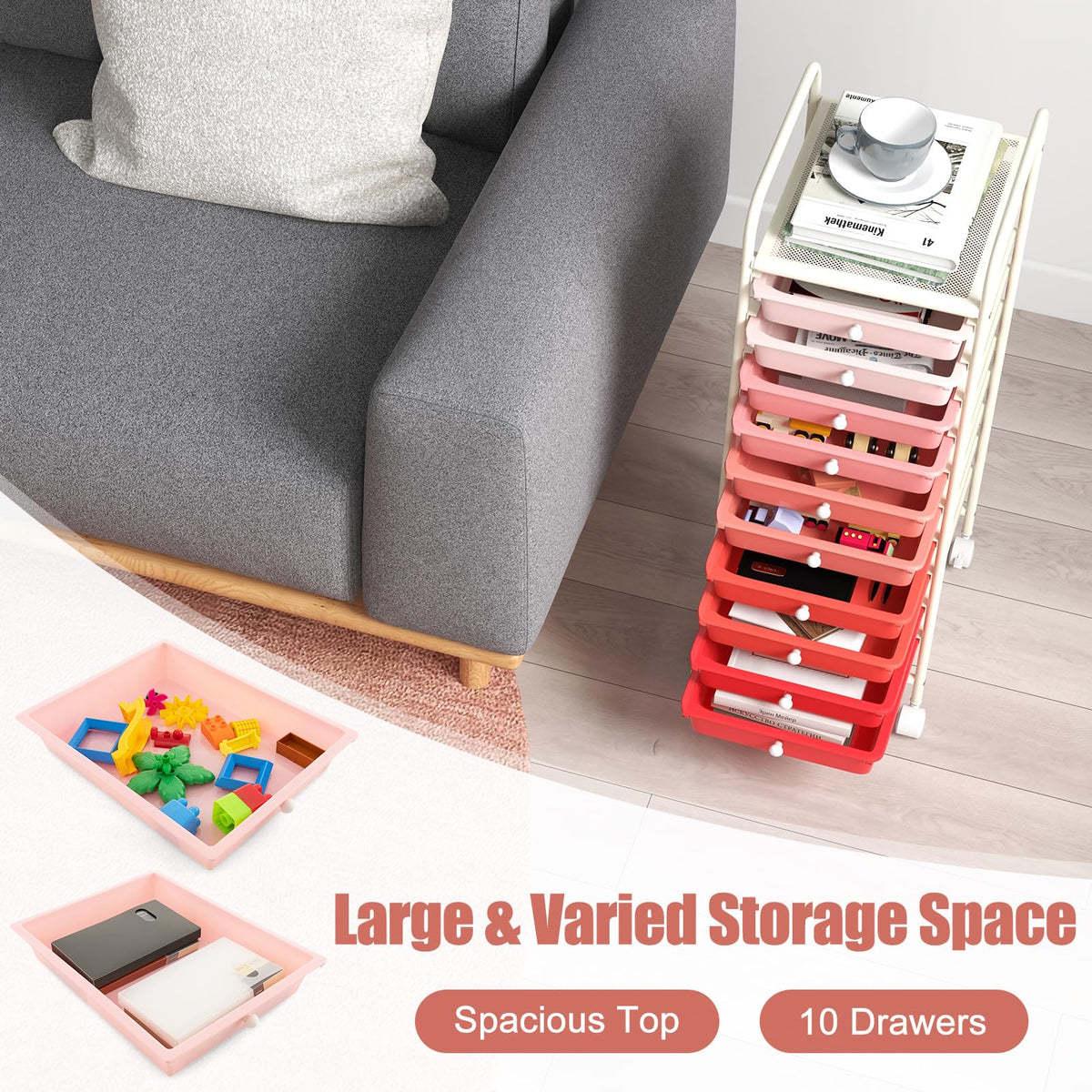 10 Drawer Rolling Storage Cart C2537