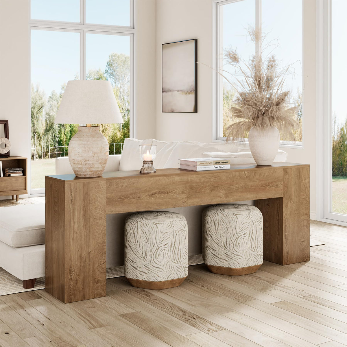 86-Inch Natural Oak Brown Console Table W4265