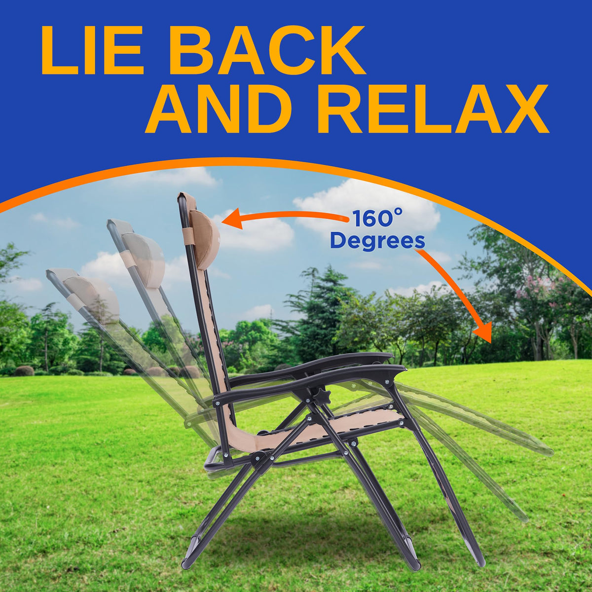 Zero Gravity Outdoor Lounge Chairs 2 Pack Folding Recliners with Side Table Cup Holder D562