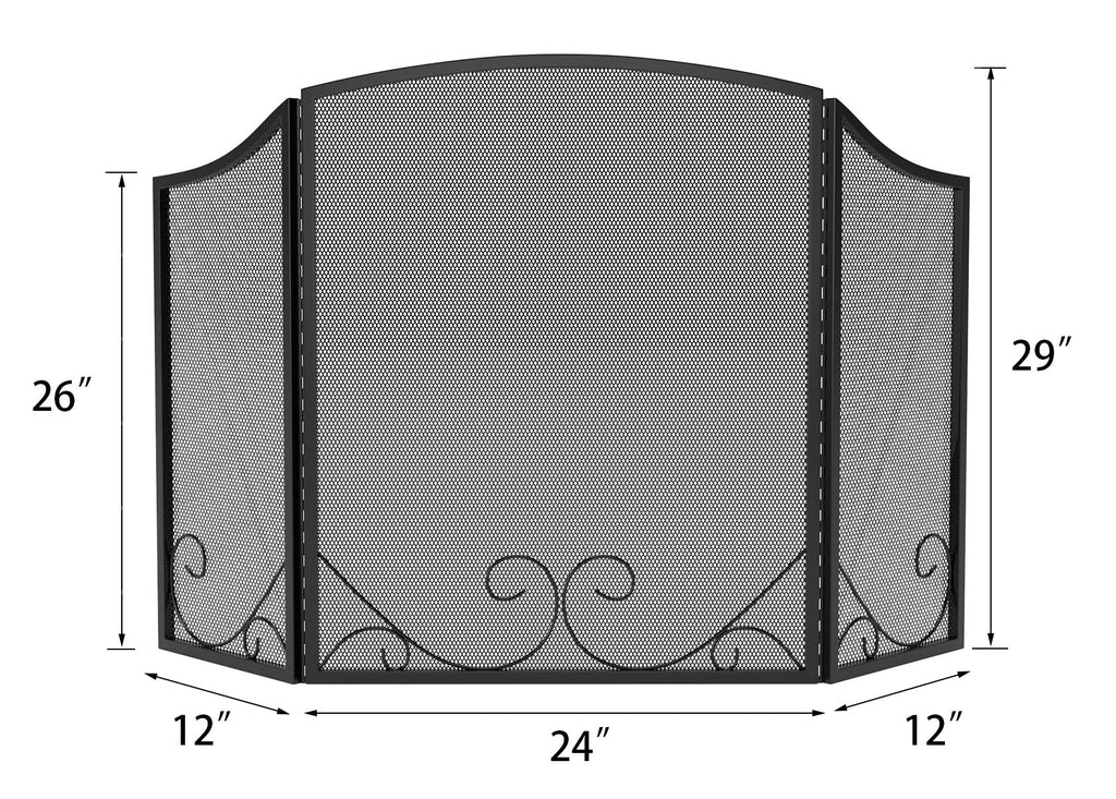 Black Wrought Iron Fireplace Screen D12390