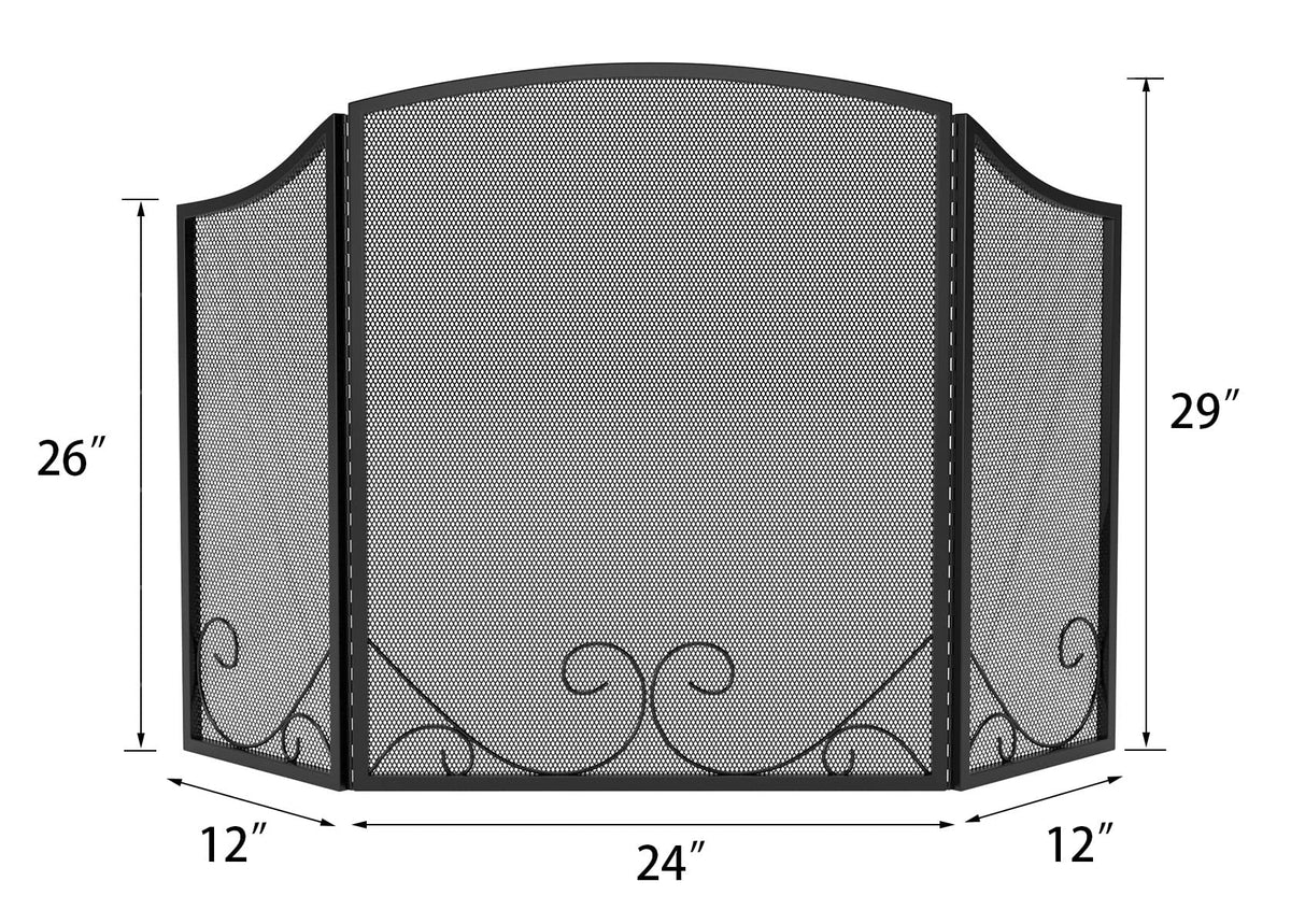 Black Wrought Iron Fireplace Screen D12390
