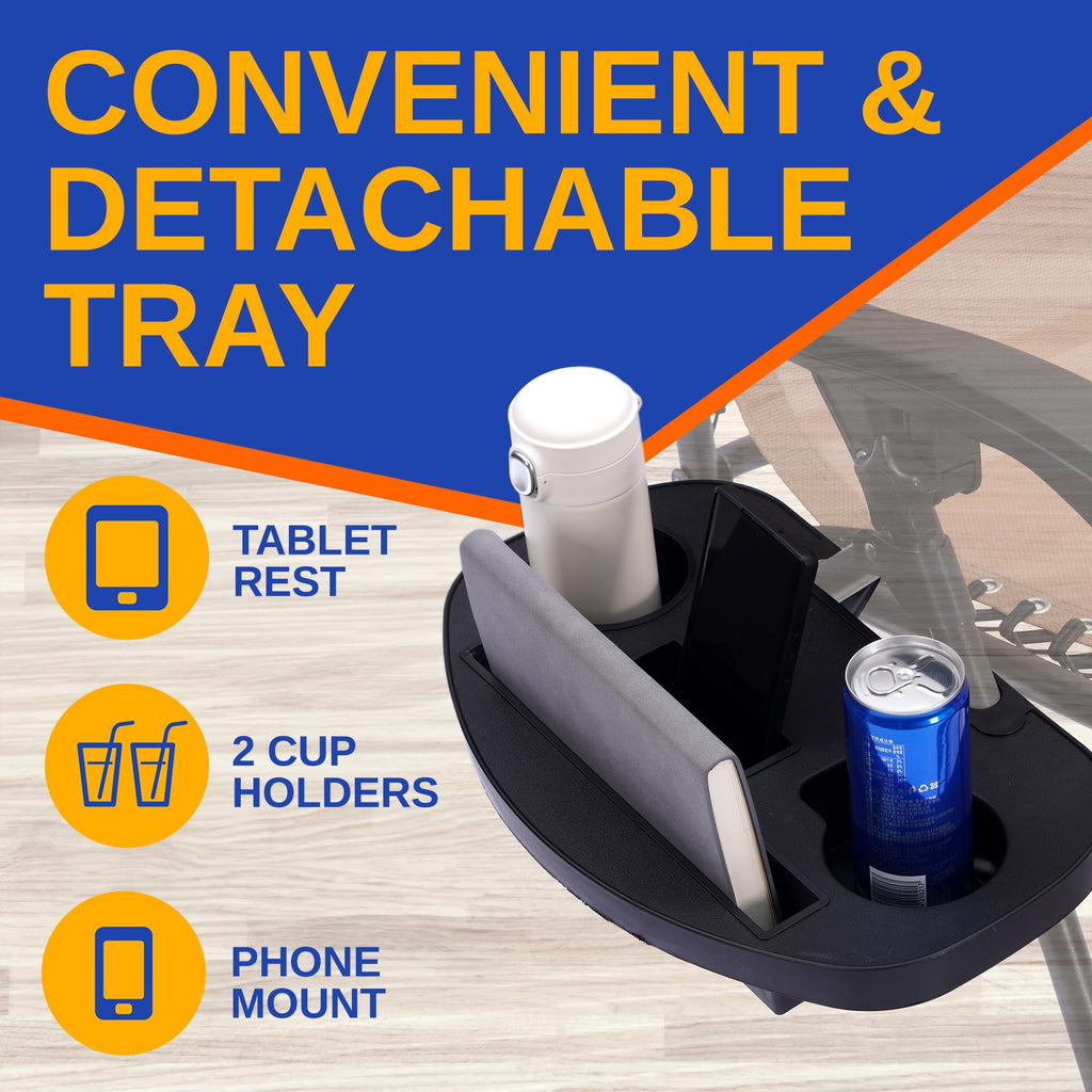 Zero Gravity Outdoor Lounge Chairs 2 Pack Folding Recliners with Side Table Cup Holder D562