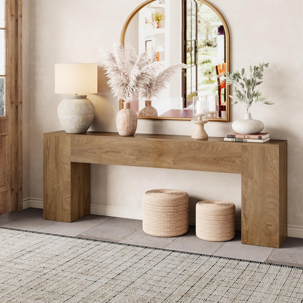 86-Inch Natural Oak Brown Console Table W4265