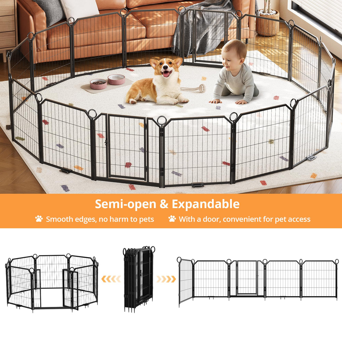 32 Inch 16 Panel Metal Dog Playpen D82212