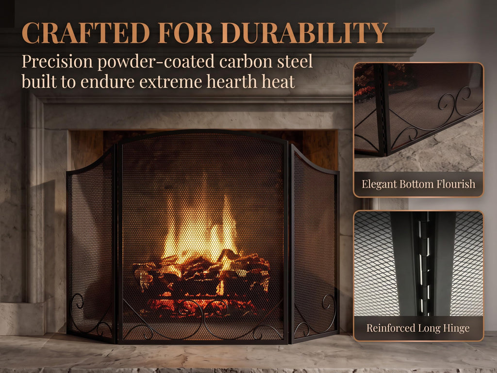 Black Wrought Iron Fireplace Screen D12390
