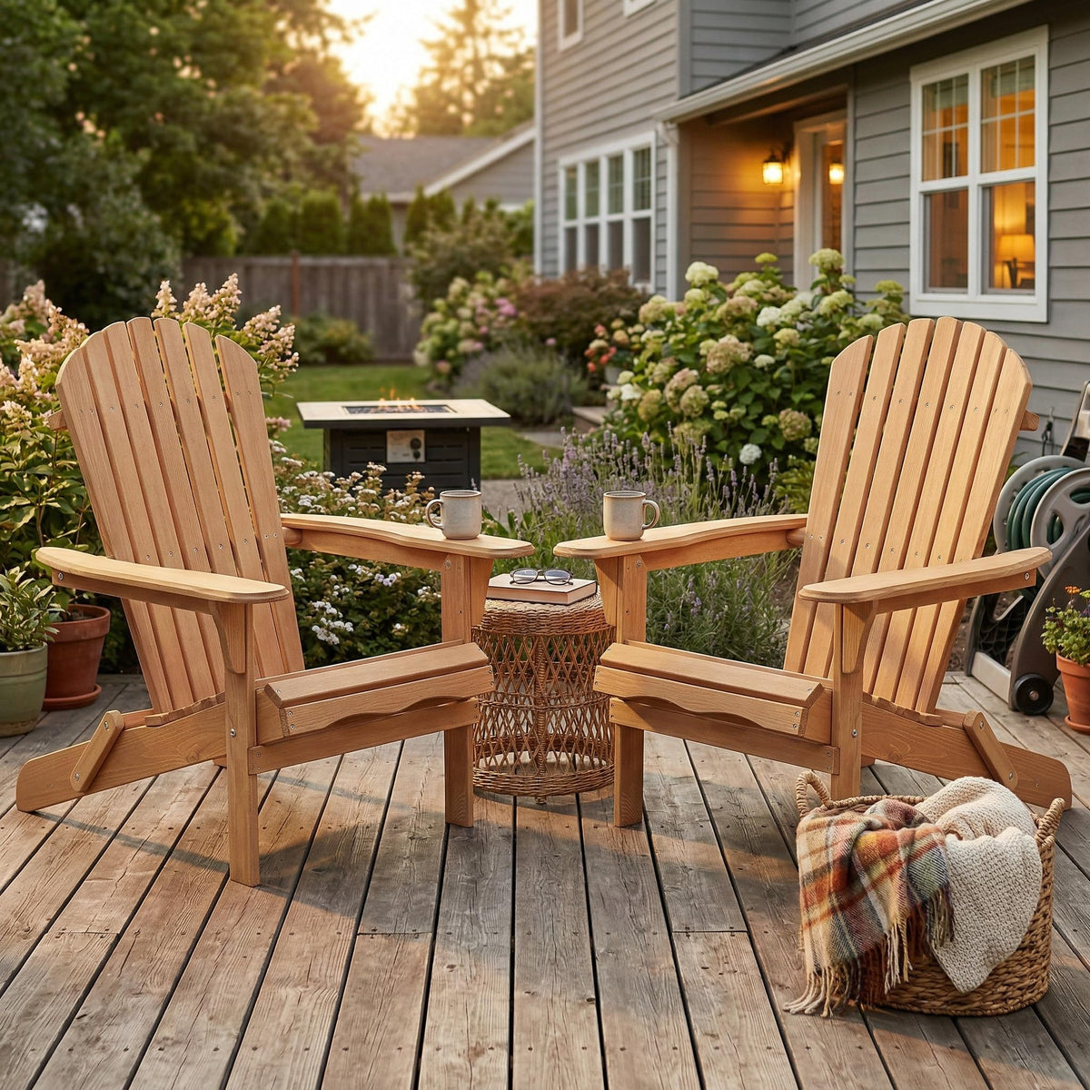 Cedar Folding Adirondack Chair Set of 2 T505986