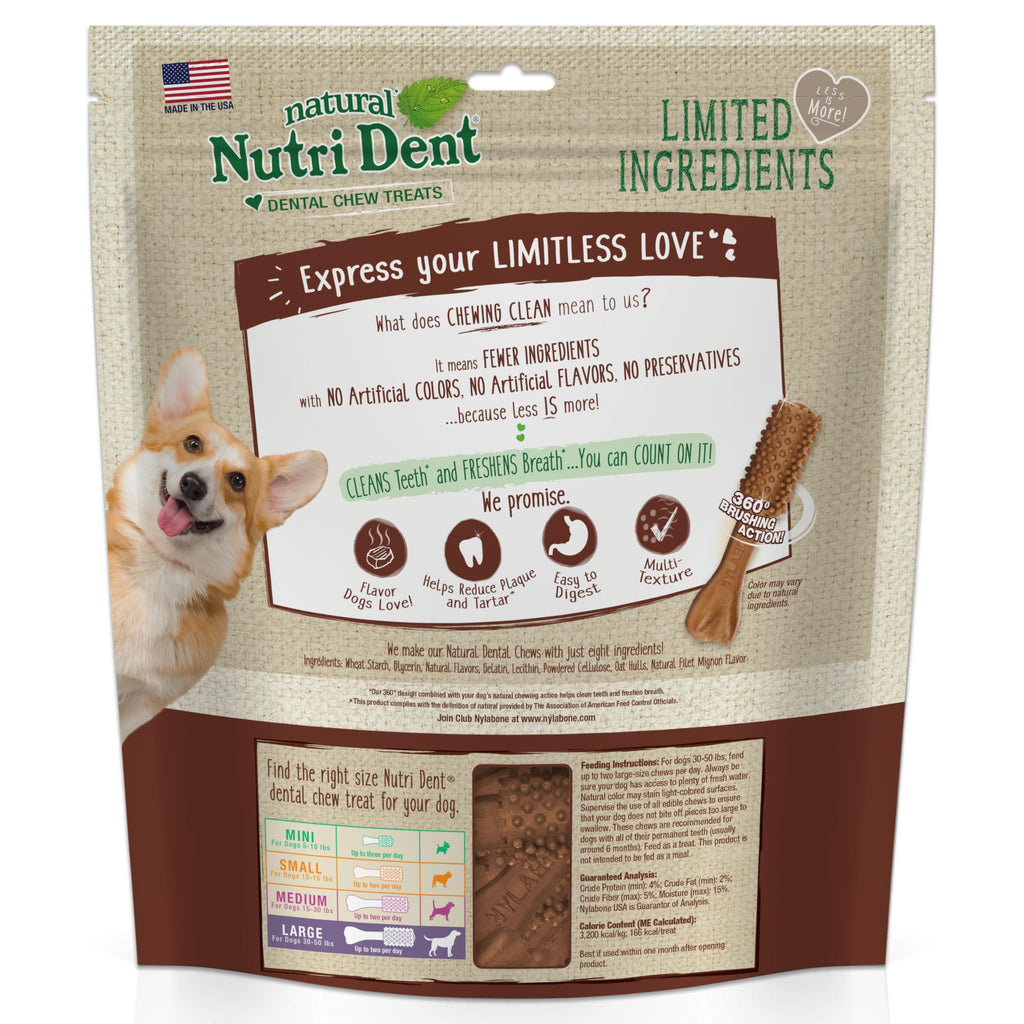Large Filet Mignon Flavor Dog Dental Chews 20 Count X12095