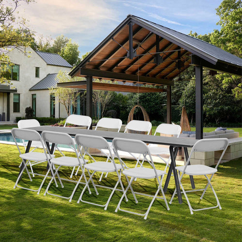 10 Pack White Folding Chairs 350LBS Capacity Steel M206