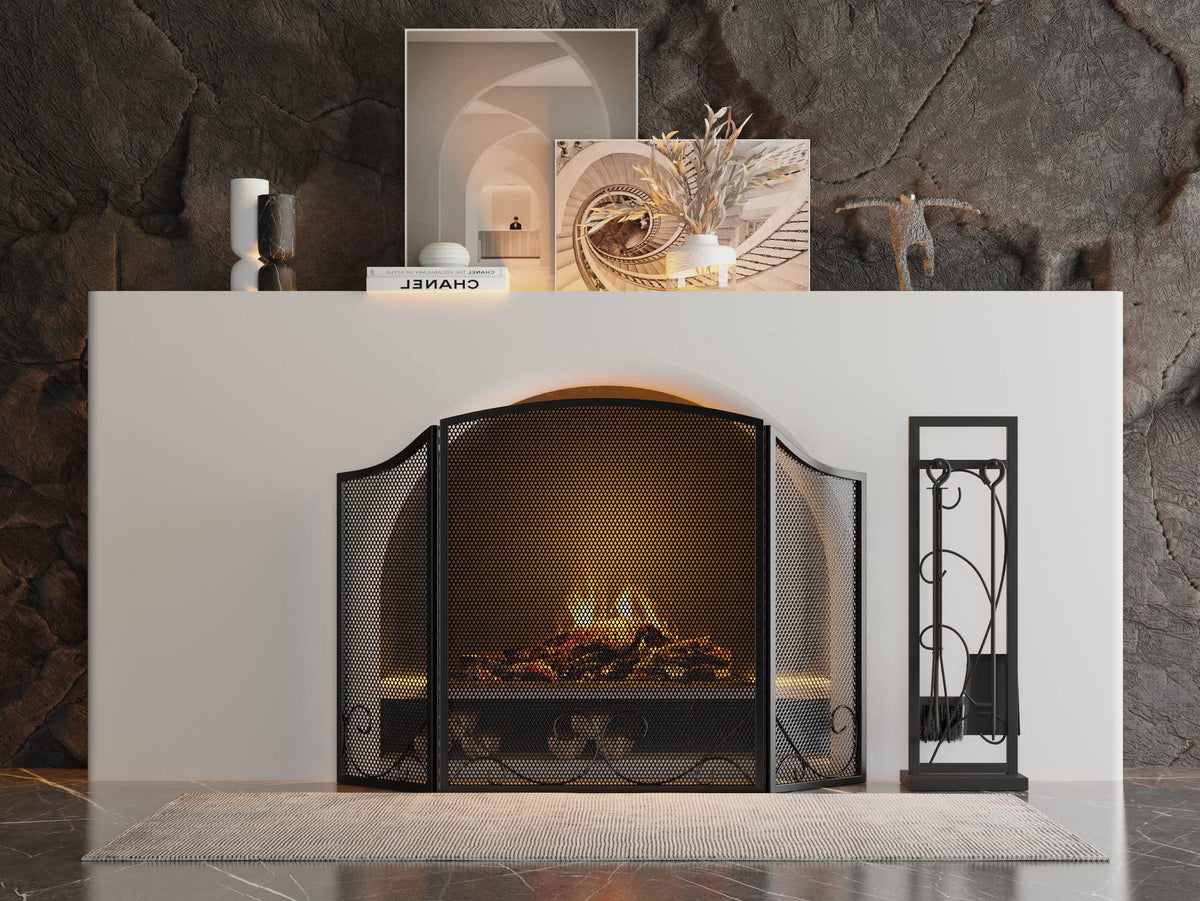 Black Wrought Iron Fireplace Screen D12390