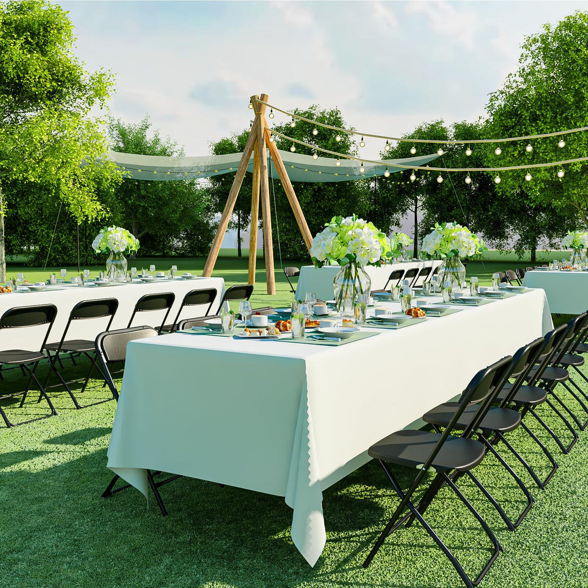 Black Plastic Folding Chairs, 10 Pack Y58794